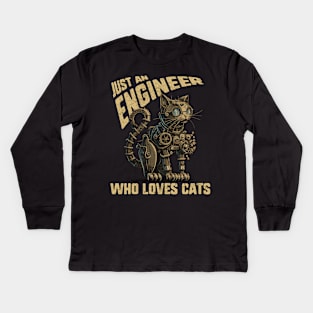 Just an Engineer Who Loves Cats Steampunk Kids Long Sleeve T-Shirt